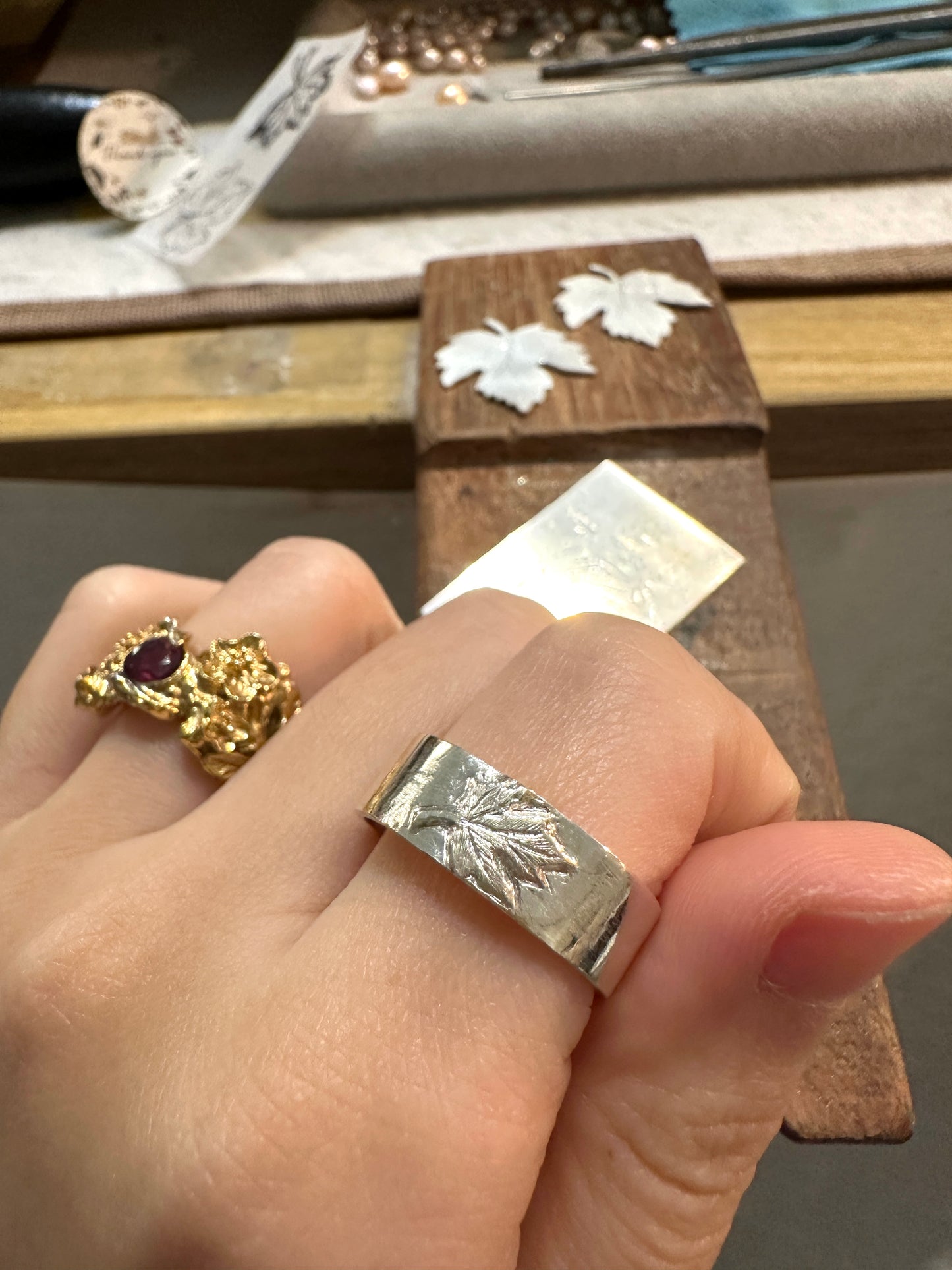 Grape leaf ring