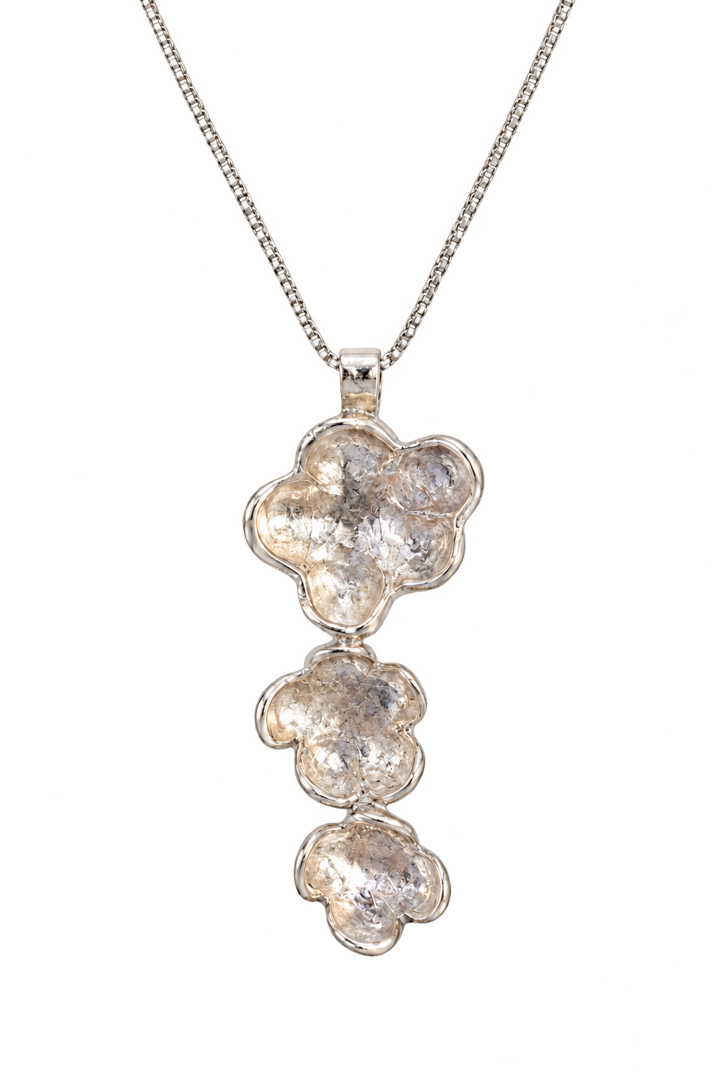 Handmade S999 fine silver flower necklace
